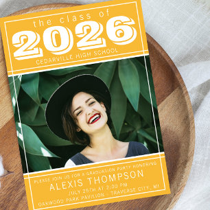 Graduation Party 2026 Open House Photo Yellow Invitation