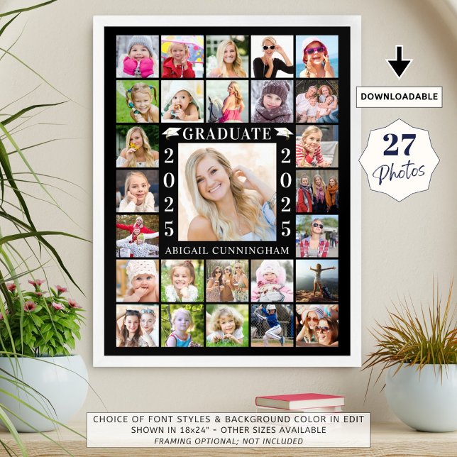 Graduation Party 27 Photo Collage Personalised Poster (Creator Uploaded)