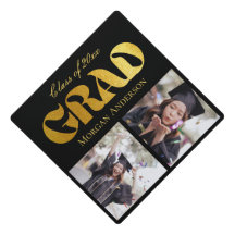 Graduation Party 2 Photo Black and Gold Typography