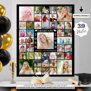 Graduation Party 39 Photo Collage Personalised Poster