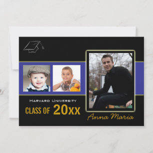 Graduation Party 3 Photos blue Invitation