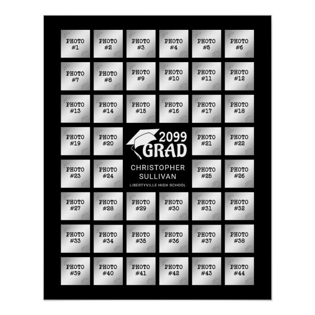 Graduation Party 44 Photo Collage Party Display Poster (Front)