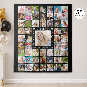 Graduation Party 55 Photo Collage Backdrop Custom Tapestry