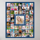 Graduation Party 55 Photo Collage Blue or Custom