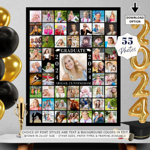 Graduation Party 55 Photo Collage Personalised Poster