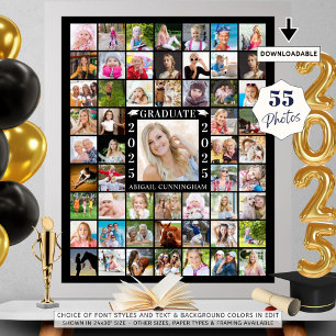 Graduation Party 55 Photo Collage Personalised Poster