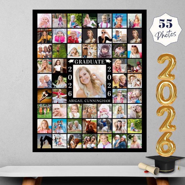 Graduation Party 55 Photo Collage Personalized Poster (Creator Uploaded)