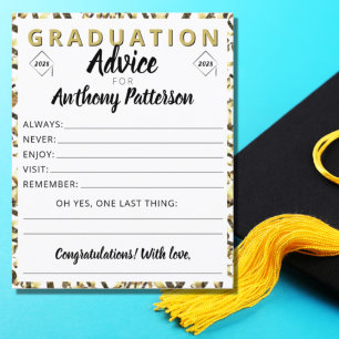 Graduation Party Advice Card Confetti Black Gold