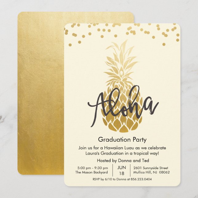 Graduation Party Aloha Luau Party Invitation (Front/Back)