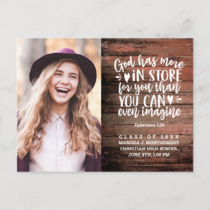 Graduation Party Bible Verse Rustic Photo Postcard