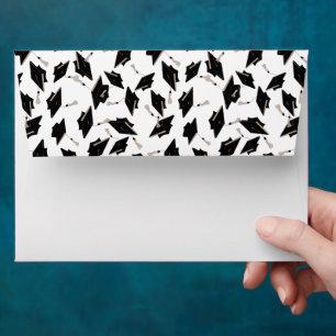 Graduation Party Black and White Mortarboard Envelope