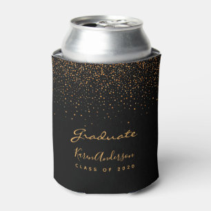 Graduation party black gold can cooler