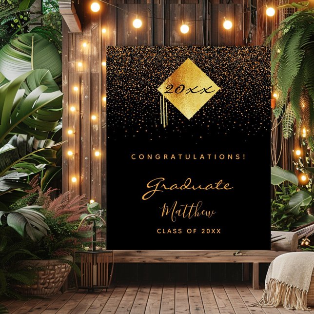 Graduation party black gold confetti graduate poster (Creator Uploaded)