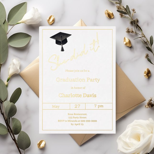 Graduation party black gold  luxury She did it (Creator Uploaded)
