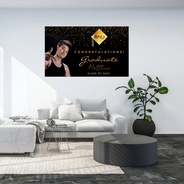 Graduation party black gold photo 2025 poster (Creator Uploaded)
