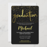 Graduation Party Black Gold Typography