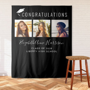 Graduation Party Black Photo Booth Backdrop Tapestry