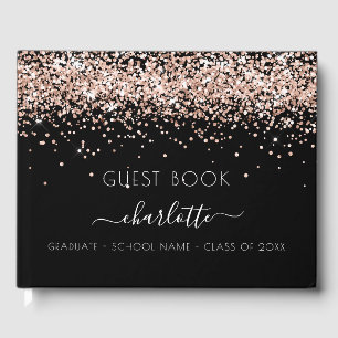 Graduation party black rose gold 2025 guest book