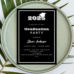 Graduation Party black white 2025 Invitation