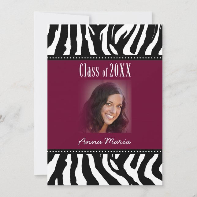 Graduation Party Black Zebra Invitation (Front)