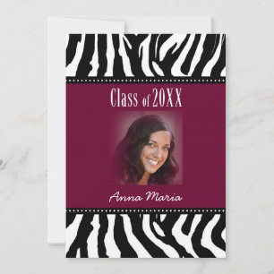 Graduation Party Black Zebra Invitation