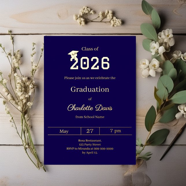 Graduation party blue gold class of 2026 luxury (Creator Uploaded)