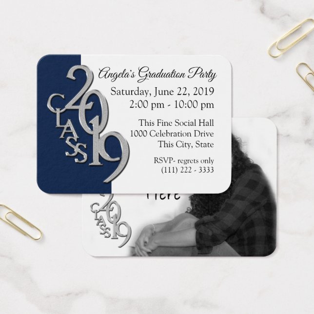 Graduation Party Blue Photo Insert Card 2019 (Office)