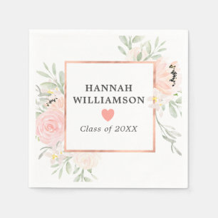 Graduation Party Blush Pink Rose Floral Napkin