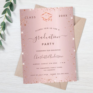 Graduation party blush pink rose gold invitation