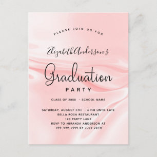 Graduation party blush pink satin silk invitation postcard