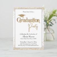 Graduation Party Bordered Gold Confetti