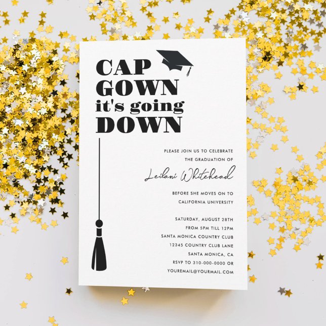 Graduation Party Cap Gown it's going Down Invitation (Creator Uploaded)