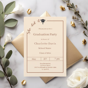 Graduation party champagne She did it Invitation