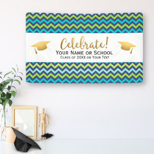 Graduation Party Class of 2018 Colourful Chevron Banner