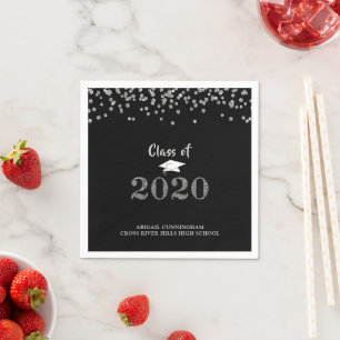 Graduation Party CLASS OF 2020 Silver Glitter Napkin