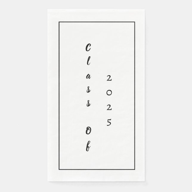 Graduation Party Class Of 2025 Black White Simple Napkin (Front)