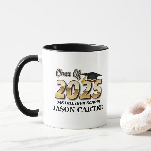 Graduation Party Class of 2025 Graduate Photo Mug (With Donut)