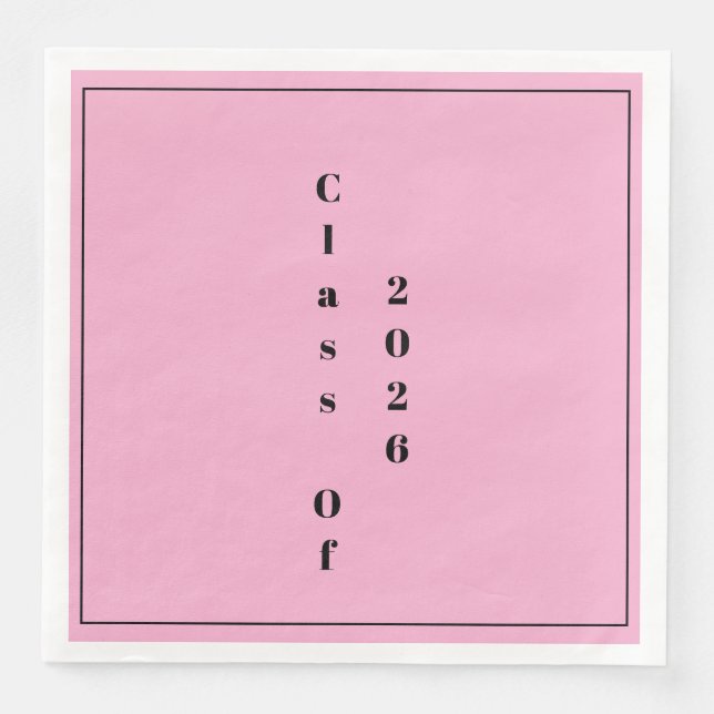 Graduation Party Class Of 2026  Pink Black Napkin (Front)