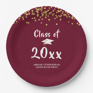 Graduation Party CLASS OF Maroon Paper Plate