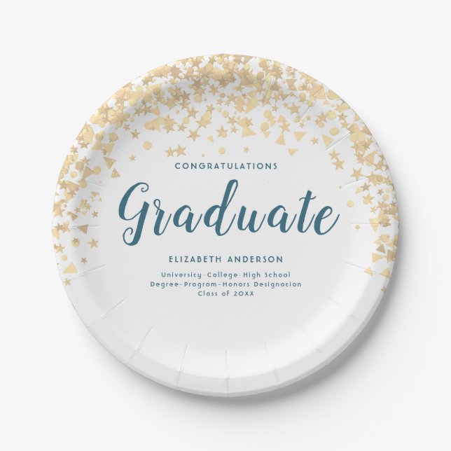 Graduation Party "Class of" Personalised Name Paper Plate (Front)