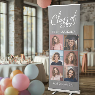 Graduation Party Class with 6 Square Photo Collage Retractable Banner