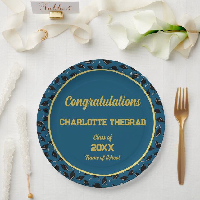 Graduation Party Congratulations Personalise Photo Paper Plate (Wedding)