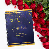 Graduation Party dark blue gold guest book