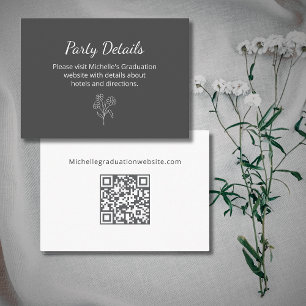 Graduation Party Details QR code Botanical Grey Enclosure Card