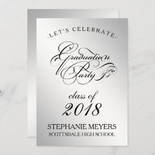 Graduation Party Elegant Silver Graduate Script Invitation