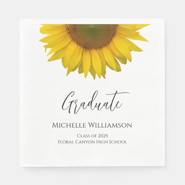 Graduation Party Elegant Sunflower  Napkin (Front)