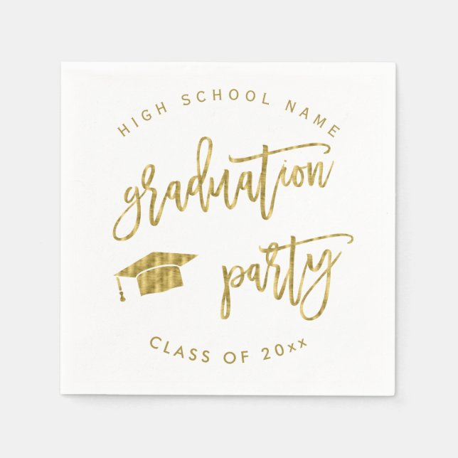Graduation Party Faux Gold Class of Cocktail Napkin (Front)