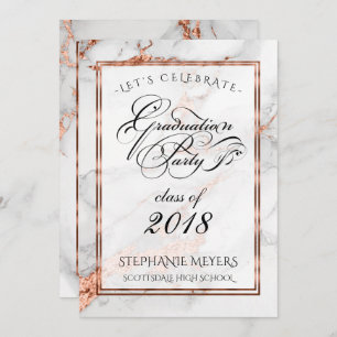 Graduation Party Faux Italian Copper Marble Invitation