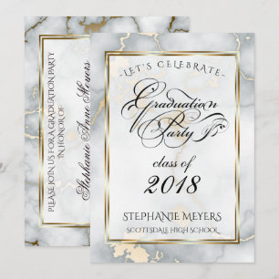 Graduation Party Faux Italian Gold  Marble Invitation