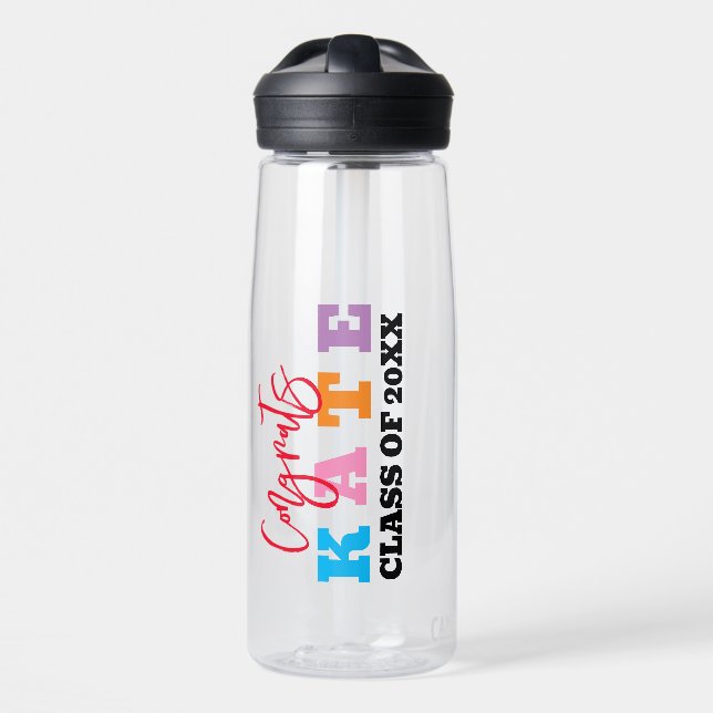 Graduation Party Favour Custom Personalised Name Water Bottle (Front)